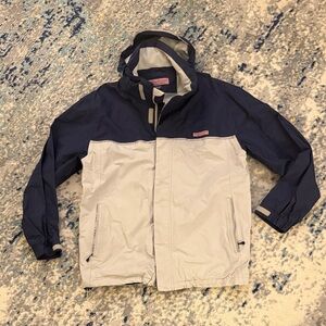 Vineyard Vines Navy and White waterproof windbreaker .